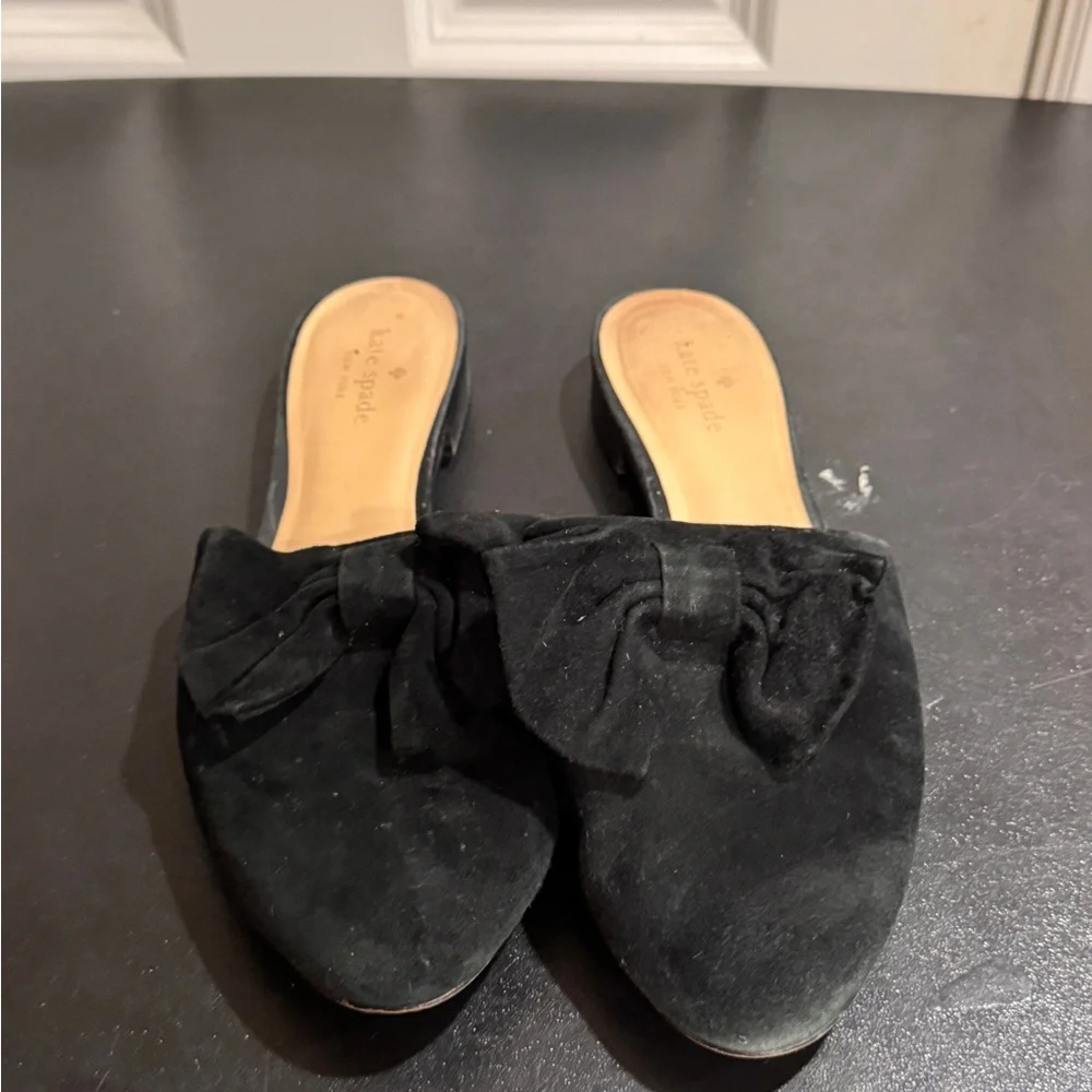 Kate Spade Black Suede Bow Mules